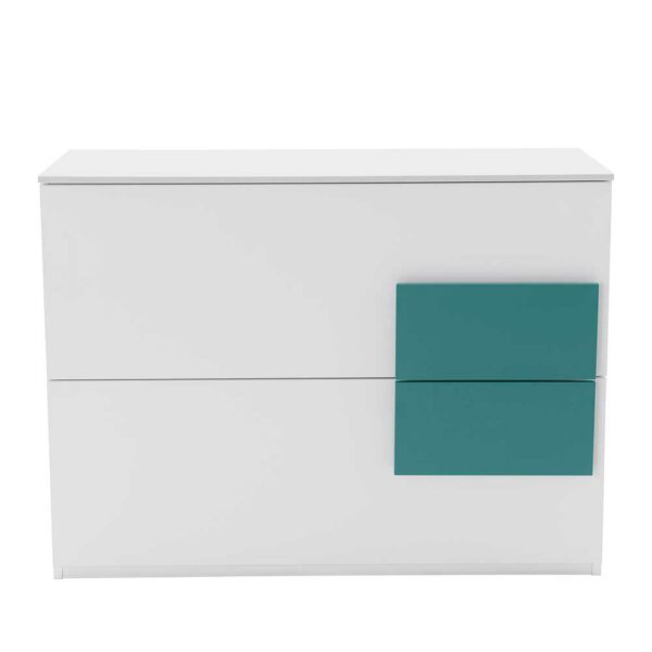 Spirinha Kleines Sideboard in Weiß Petrol 100 cm