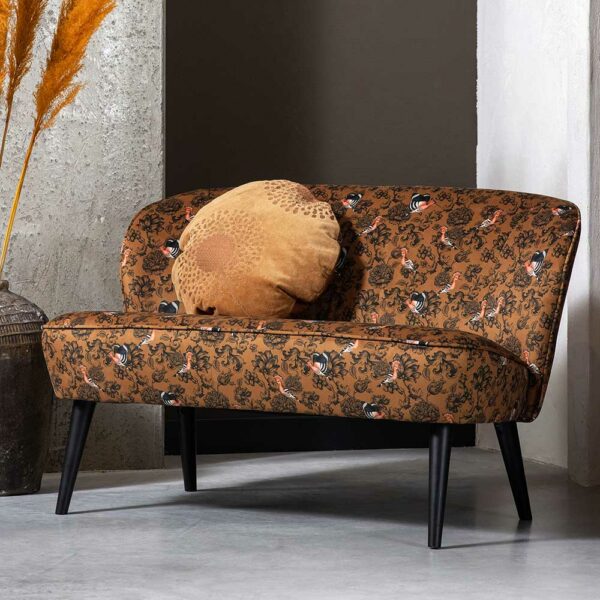 Basilicana Design Couch im Retro Look Vogel Motiven