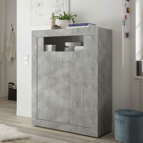 Homedreams Highboard in Beton Grau offenem Fach