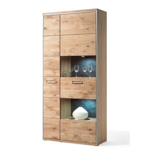 TopDesign Schrank Vitrine in Asteiche Bianco furniert Landhausstil